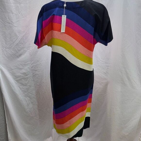NWT Trina Turk Honolulu Dress Black rainbow Sz XS caftan - Picture 6 of 11